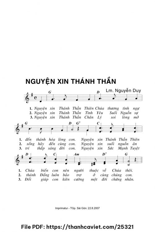 Nguyện xin Thánh Thần - Lm. Nguyễn Duy - trang 1