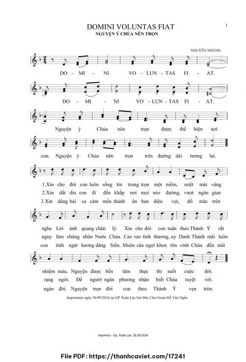 Nguyện ý Chúa nên trọn - Nguyên Nhung - trang 1
