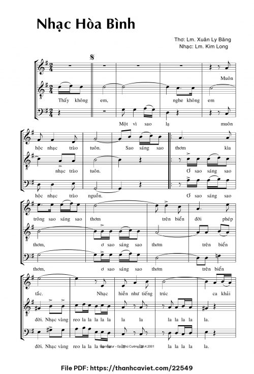 Nhạc hòa bình - Lm. Kim Long - ĐÔ. Xuân Ly Băng - trang 1