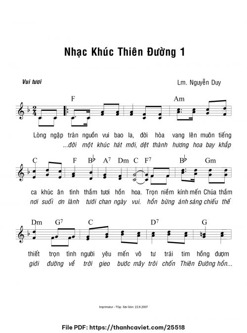 Nhạc khúc thiên đường 1 - Lm. Nguyễn Duy - trang 1