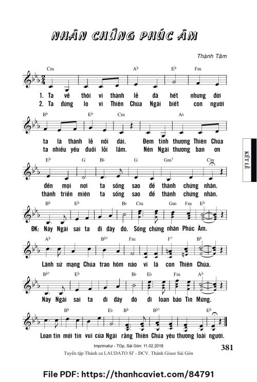 Nhân chứng Phúc Âm - Lm. Thành Tâm - trang 1