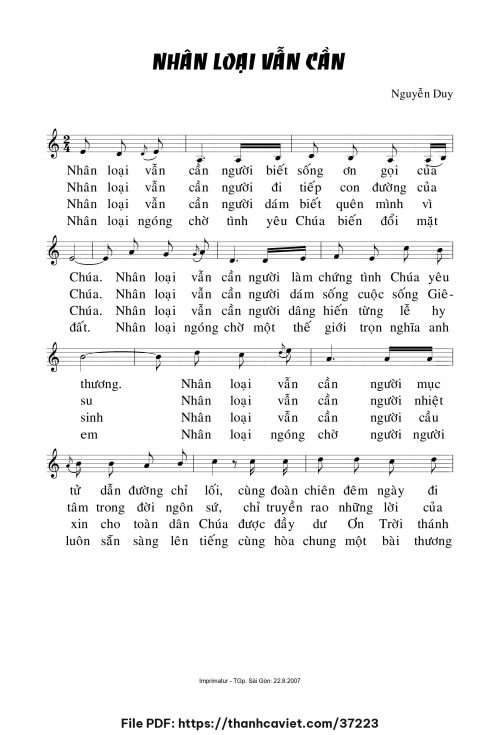 Nhân loại vẫn cần - Lm. Nguyễn Duy - trang 1
