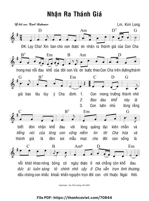 Nhận ra Thánh Giá - Lm. Kim Long - trang 1