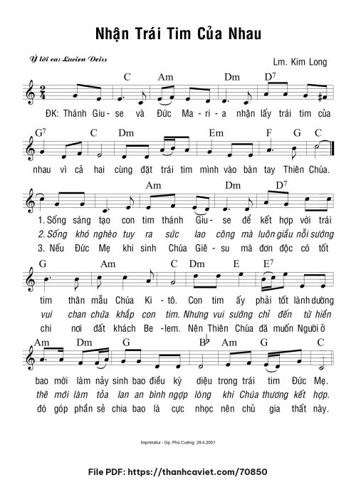 Nhận trái tim của nhau - Lm. Kim Long - trang 1