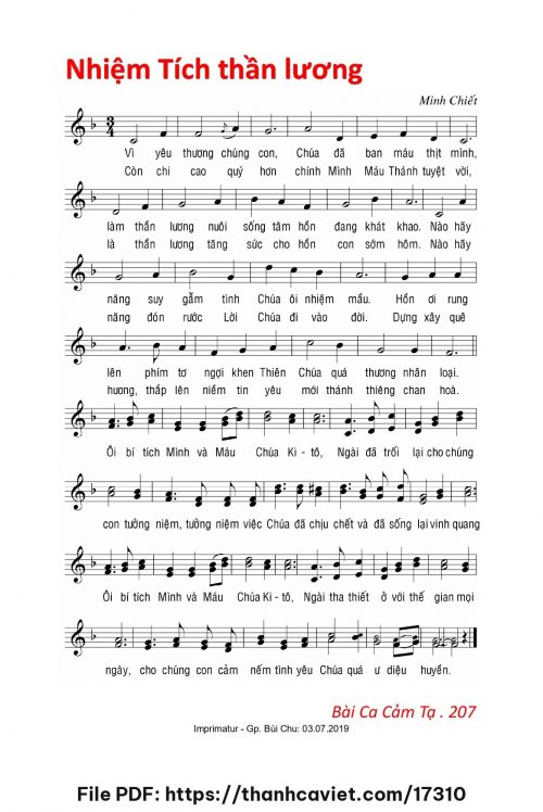 Nhiệm Tích thần lương - Lm. Minh Chiết - trang 1