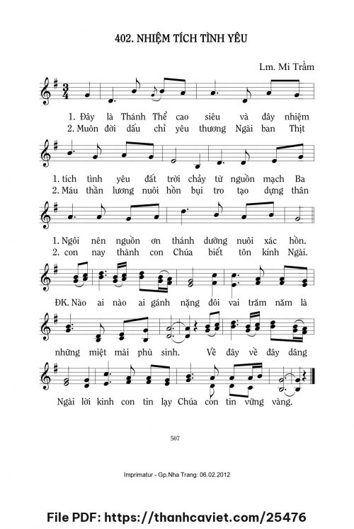 Nhiệm tích tình yêu - Lm. Mi Trầm - trang 1
