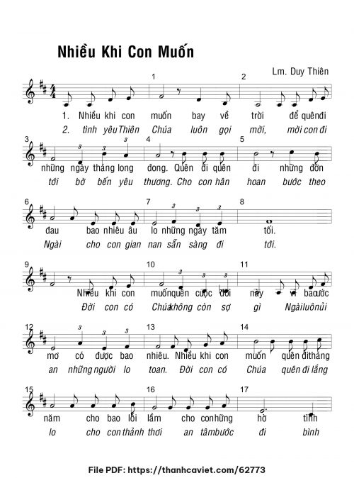 Nhiều khi con muốn - Lm. Duy Thiên - trang 1