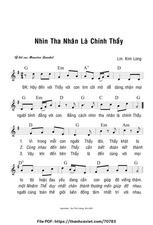 Nhìn tha nhân là chính thầy - Lm. Kim Long - trang 1