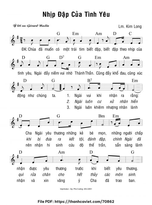 Nhịp đập của tình yêu - Lm. Kim Long - trang 1