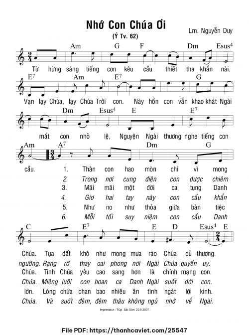 Nhớ con Chúa ơi - Lm. Nguyễn Duy - trang 1