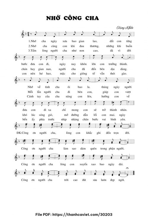 Nhớ công cha - Lm. Trọng Khẩn - trang 1