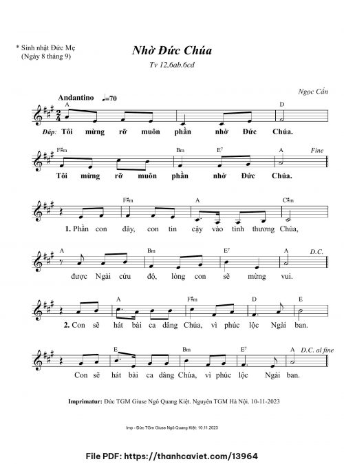 Nhờ Đức Chúa - Ngọc Cẩn - trang 1