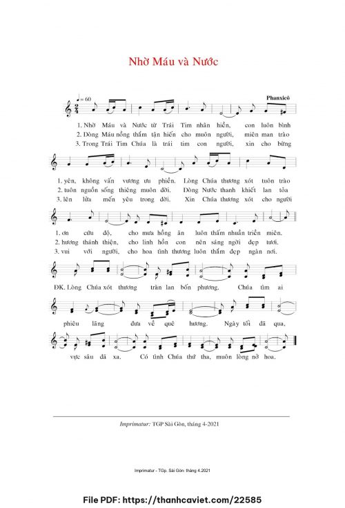 Nhờ Máu và Nước - Phanxicô - trang 1