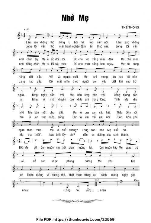 Nhớ mẹ - Thế Thông - trang 1