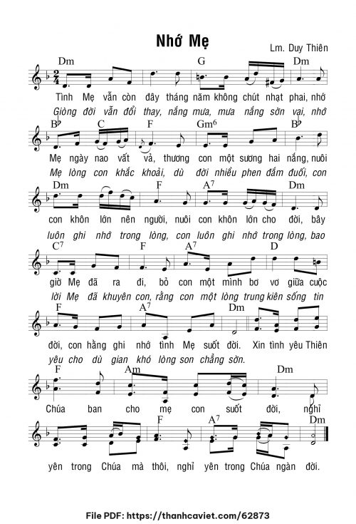Nhớ mẹ - Lm. Duy Thiên - trang 1