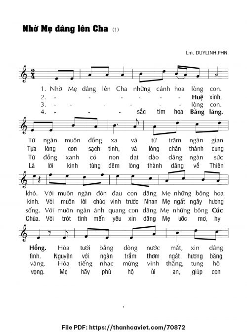 Nhờ Mẹ dâng lên Cha - Lm. DUYLINH.PHN - trang 1