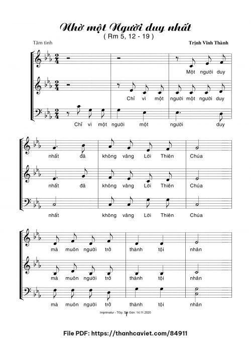 Nhờ một Người duy nhất - Trịnh Vĩnh Thành - trang 1