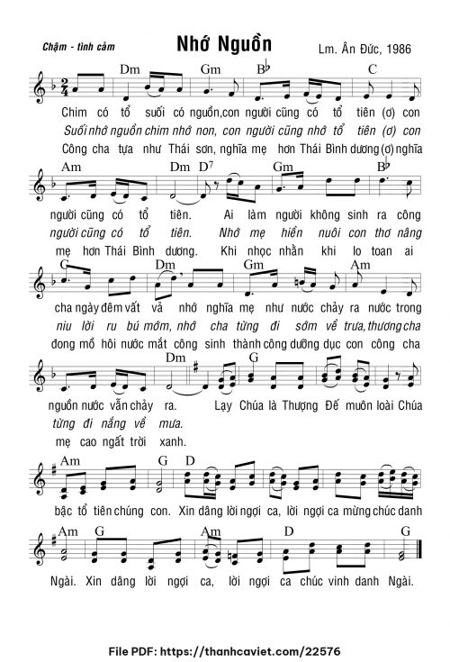 Nhớ nguồn - Lm. Ân Đức - trang 1