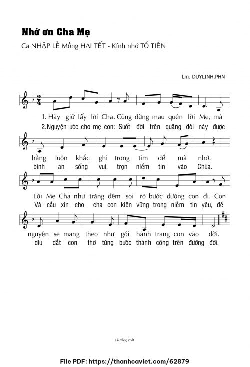 Nhớ ơn cha mẹ - Lm. DUYLINH.PHN - trang 1