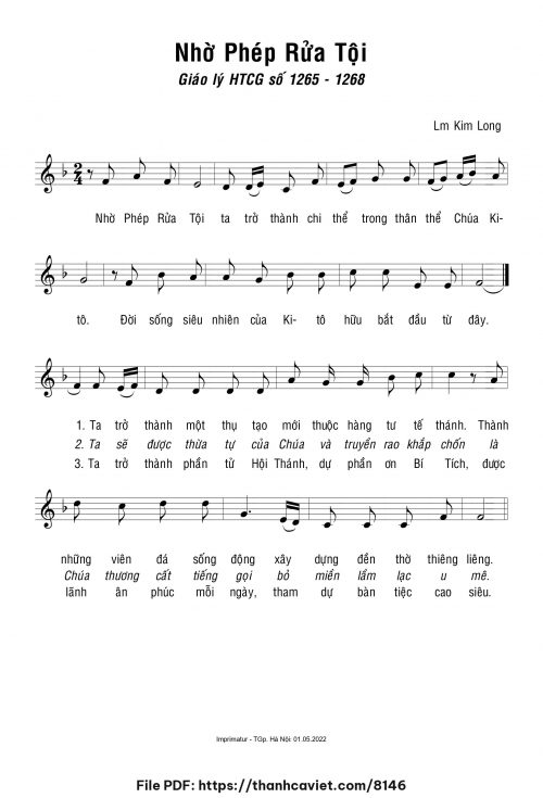 Nhờ Phép Rửa Tội - Lm. Kim Long - trang 1