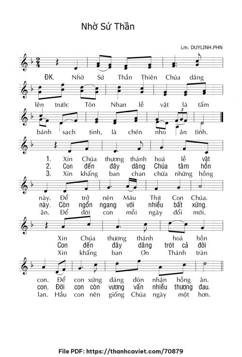 Nhờ sứ thần - Lm. DUYLINH.PHN - trang 1