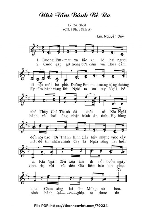 Nhờ tấm bánh bẻ ra - Lm. Nguyễn Duy - trang 1