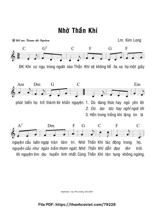 Nhờ Thần Khí - Lm. Kim Long - trang 1