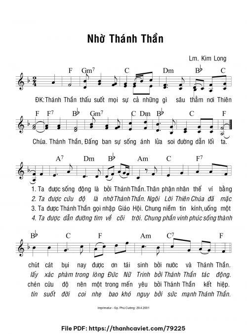 Nhờ Thánh Thần - Lm. Kim Long - trang 1