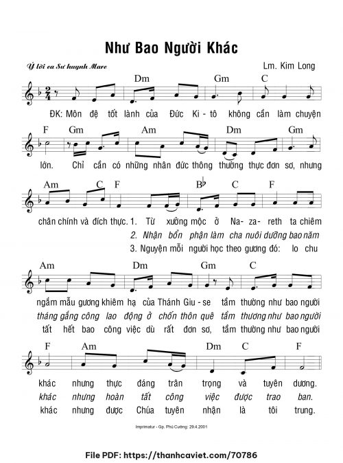 Như bao người khác - Lm. Kim Long - trang 1