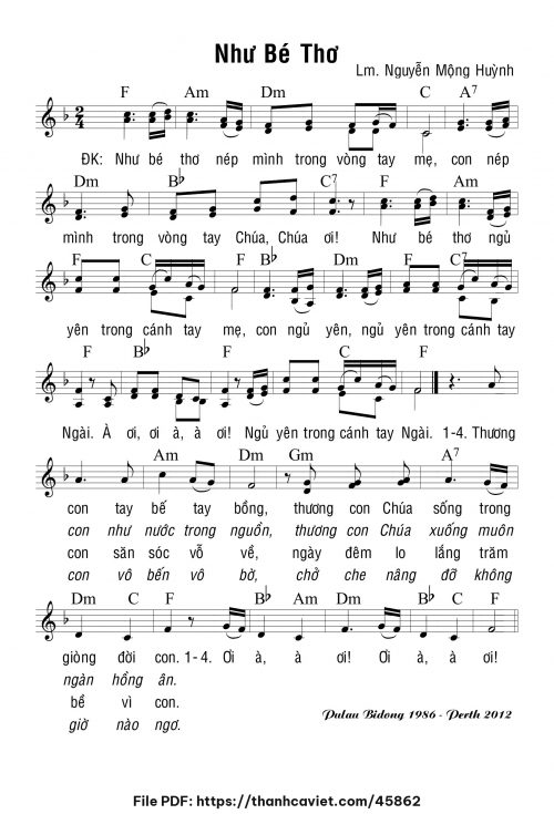 Như bé thơ - Lm. Nguyễn Mộng Huỳnh - trang 1