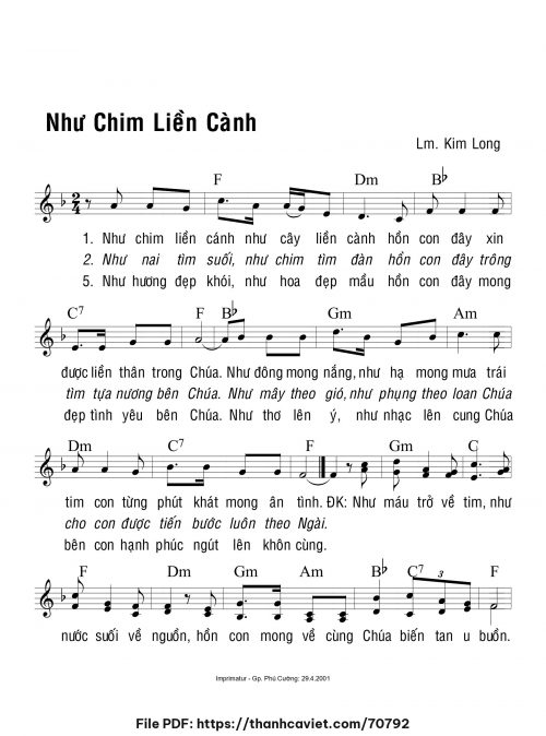 Như chim liền cánh - Lm. Kim Long - trang 1