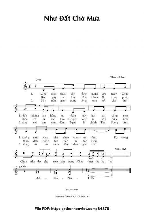 Như đất chờ mưa – - Thanh Lâm (Song Mộc) - trang 1