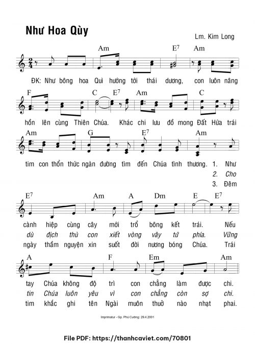 Như hoa Qùy - Lm. Kim Long - trang 1