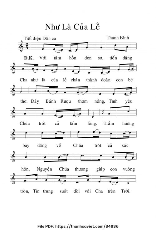Như là của lễ - Lm. Thanh Bình - trang 1
