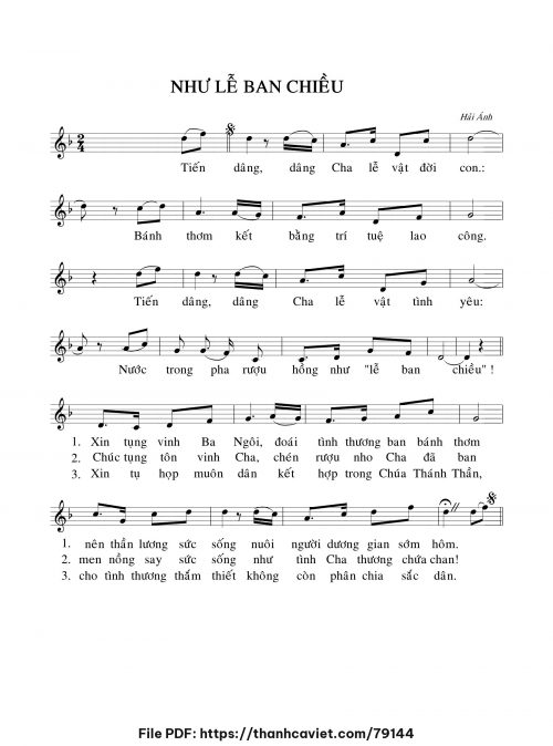Như lễ ban chiều - Hải Ánh - trang 1