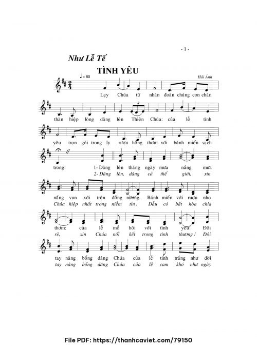 Như lễ tế tình yêu - Hải Ánh - trang 1