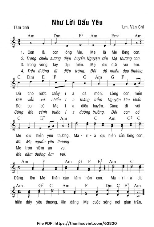 Như lời dấu yêu - Lm. Văn Chi - trang 1
