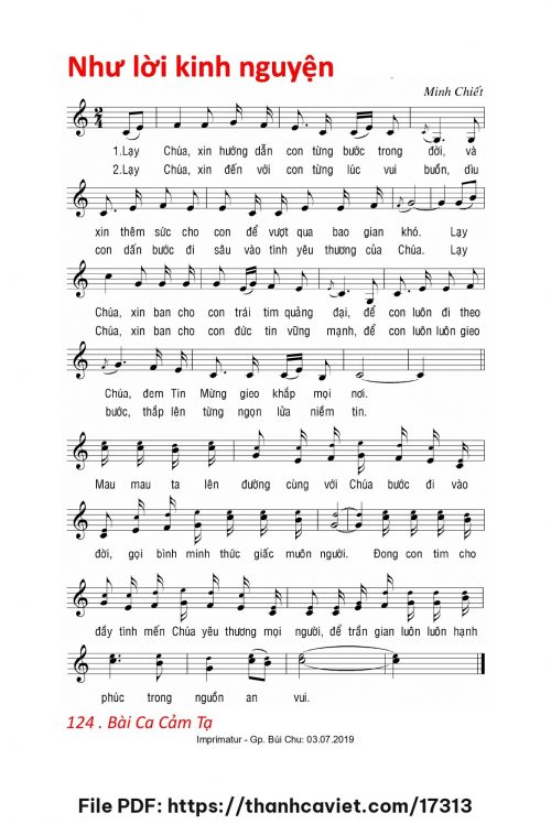 Như lời kinh nguyện - Lm. Minh Chiết - trang 1
