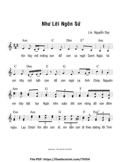 Như lời Ngôn Sứ - Lm. Nguyễn Duy - trang 1