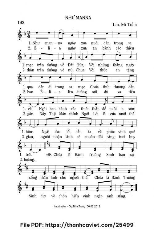 Như Manna - Lm. Mi Trầm - trang 1