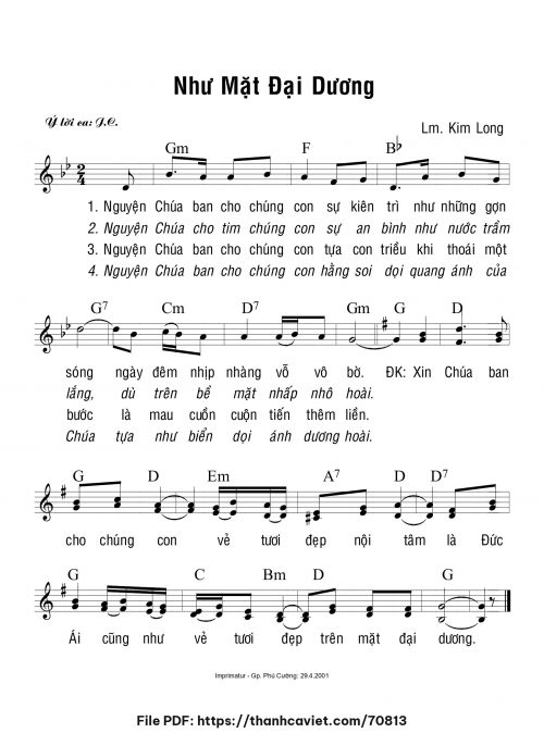 Như mặt đại dương - Lm. Kim Long - trang 1