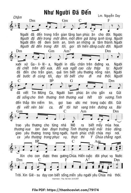 Như Người đã đến - Lm. Nguyễn Duy - trang 1