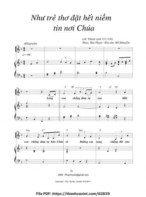 Như trẻ thơ đặt hết niềm tin nơi Chúa - Mai Phạm - trang 1