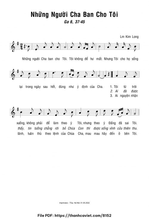 Những người Cha ban cho Tôi - Lm. Kim Long - trang 1