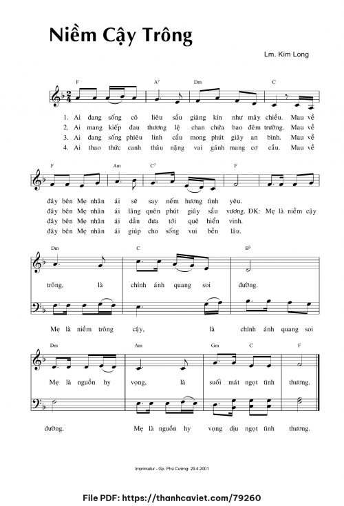 Niềm cậy trông - Lm. Kim Long - trang 1