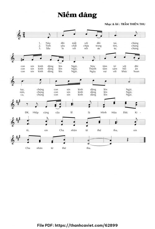 Niềm dâng - Trầm Thiên Thu - trang 1