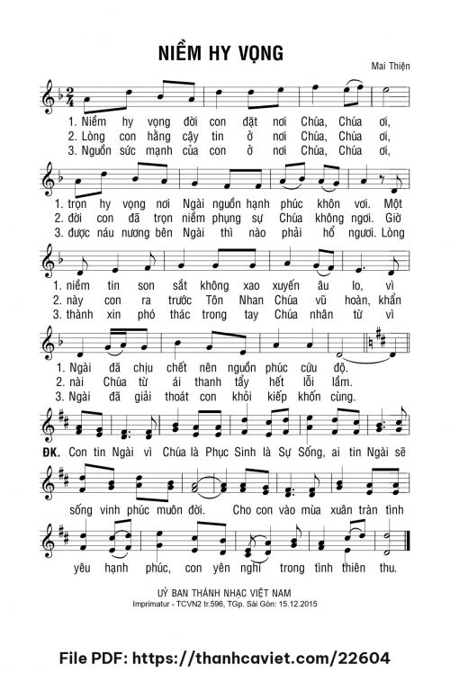 Niềm hy vọng - Lm. Mai Thiện - trang 1