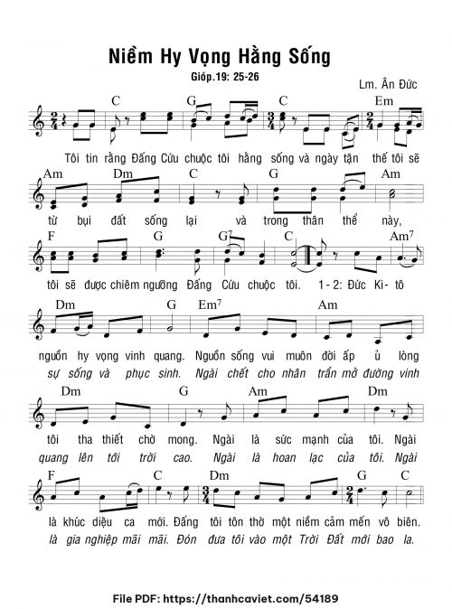 Niềm hy vọng hằng sống - Lm. Ân Đức - trang 1