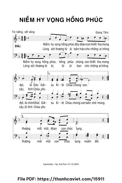 Niềm hy vọng hồng phúc [A5] - Lm. Giang Tâm - trang 1