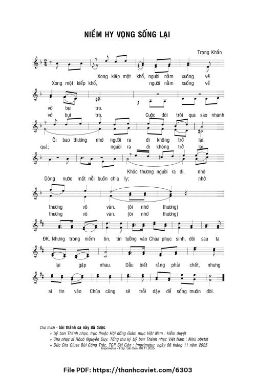 Niềm hy vọng sống lại - Lm. Trọng Khẩn - trang 1